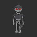 Game Movie Character Skeleton With Red Eyes Wearing Black Armor Holding Sword