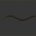 Yellow and Black Patterned Snake Slithering on Gray Background with Curved Body