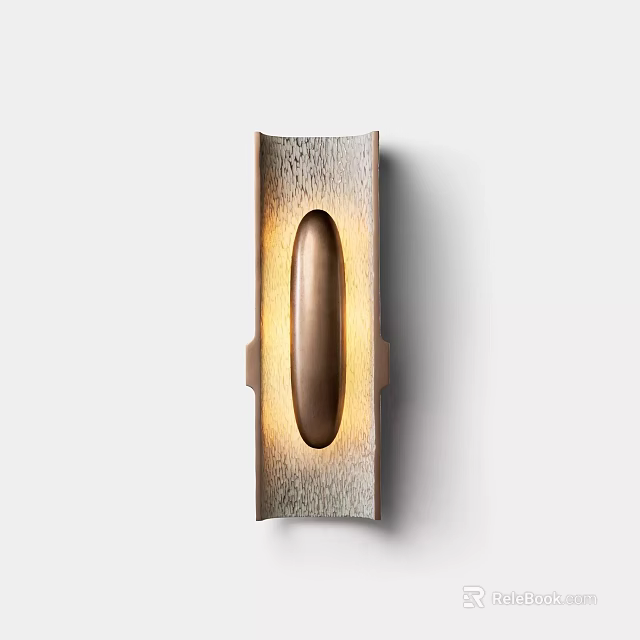 Modern Copper Textured Wall Sconce Featuring Rectangular Base And Oval Lighting Design 3d model