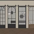 Stylish Barn Doors With Glass Panels Metal Frames And Diverse Design Patterns 3d model