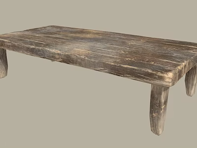 Rustic Wooden Table With Natural Texture And Solid Wood Legs Design 3d model