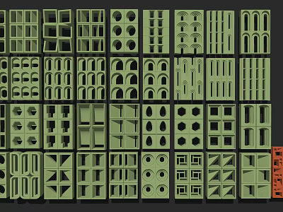 Various Geometric Patterned Floor Tiles Featuring Different Shape And Hole Designs 3d model