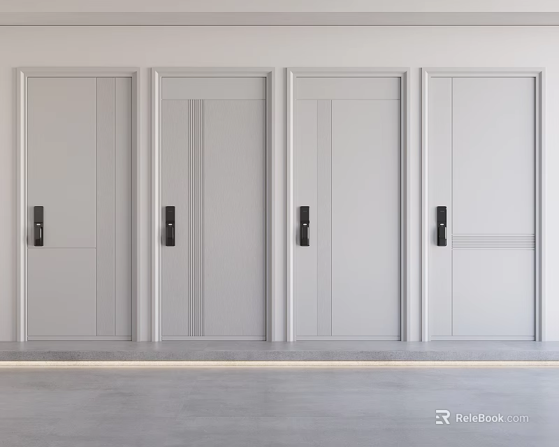 Modern Security Doors With Minimalist Design And Handles 3d model