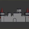 3D Building Blocks Castle Model With Red Spires White Walls And Internal Stairs