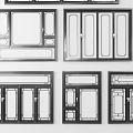 New Chinese style casement window combination 3d model