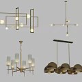 Modern Chandeliers With Geometric Metal Frames And Multi Light Designs 3d model