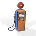 Vintage Blue And Orange Fuel Pump With Red Dome Top And Fuel Hose