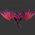 Ornate Fantasy Character Riding Pink Purple Dragon With Large Wings On Blue Base