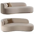 Elegant Modern Two Seater Sofa With Beige Fabric Curved Design And Gold Base