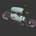 Unique Light Blue Motorcycle With Pink Wheels Front Propeller And Black Seat