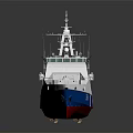 Modern Border Guard Patrol Boat 354 White Blue Red Hull with Radar Antenna