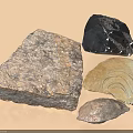 Various Shapes And Colors Of Natural Stones With Textured Surfaces On Beige Background