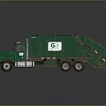 Green G&D Garbage Truck With Large Container For Efficient Waste Collection 3d model