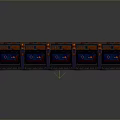 Futuristic Sci Fi Corridor Interior With Blue Orange Design Lighting And Number 17 Doors