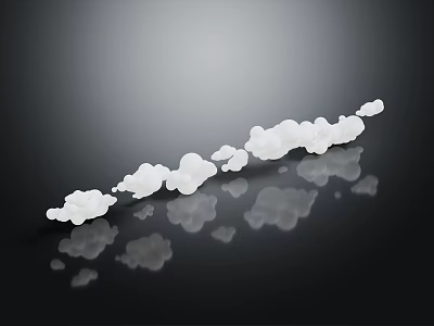 White Cloud Like Objects On Black Background With Clear Reflections 3d model