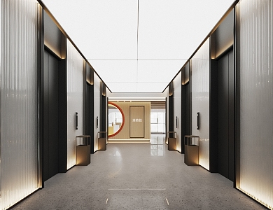 modern elevator hall 3d model