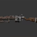 Rusted Metal Steampunk Weapon With Copper Pipes And Mechanical Parts