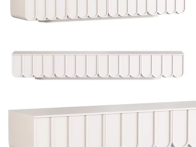 White Scalloped Design TV Stand With Sleek Modern Style For Living Room Storage 3d model