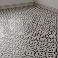 Classic Black And White Geometric Pattern Floor Tiles For Interior Corner View 3d model