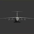 White Military Transport Aircraft 3D Model With Four Engines Red Markings And Gray Background