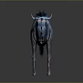 Blue Buffalo With Textured Body And Horns On Dark Background