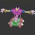Sci Fi Game Movie Character With Metallic Spikes Mechanical Arms And Tracked Base