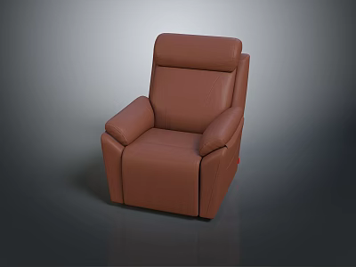 Brown Leather Single Sofa Modern Design With Comfortable Armrests And Backrest For Living Room 3d model