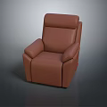 Brown Leather Single Sofa Modern Design With Comfortable Armrests And Backrest For Living Room