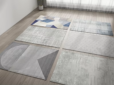Modern Square Rugs With Geometric Patterns And Neutral Tones For Wooden Floor Living Room 3d model