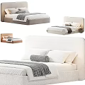 Modern Double Bed Design With Soft Headboard And Comfortable Bedding Pillows Blanket 3d model