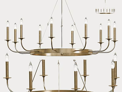 Elegant Brass Chandelier With Multi Layered Design And Candle Style Arms For Interior Decoration 3d model