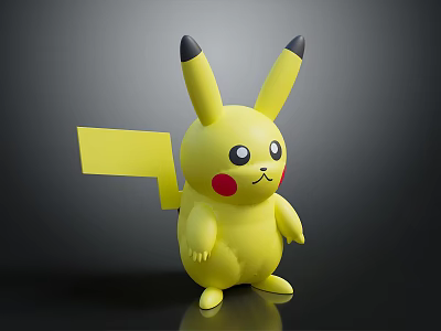 Pikachu Cartoon Character Electric Mouse With Yellow Body Red Cheeks Black Tipped Ears Standing Pose 3d model