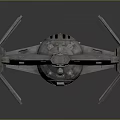Detailed Black Starfighter Model With Open Cockpit And Metallic Shiny Exterior Design