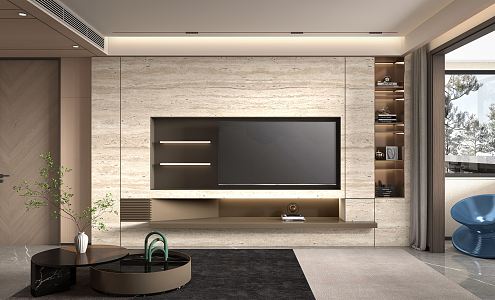 Modern TV background wall TV cabinet background wall 3d model