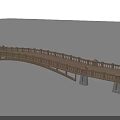Traditional Wooden Landscape Bridge With Long Railings And Concrete Piers Design