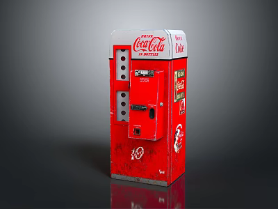 Red Coca Cola Vintage Vending Machine With Classic Design And Brand Logo 3d model