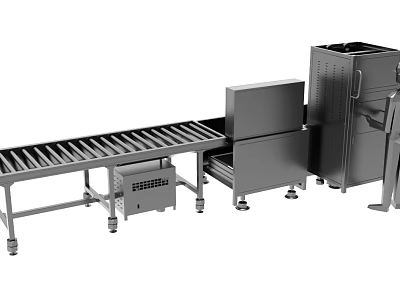 Industrial Equipment With Conveyor Belt And Stainless Steel Production Line Machinery Components 3d model