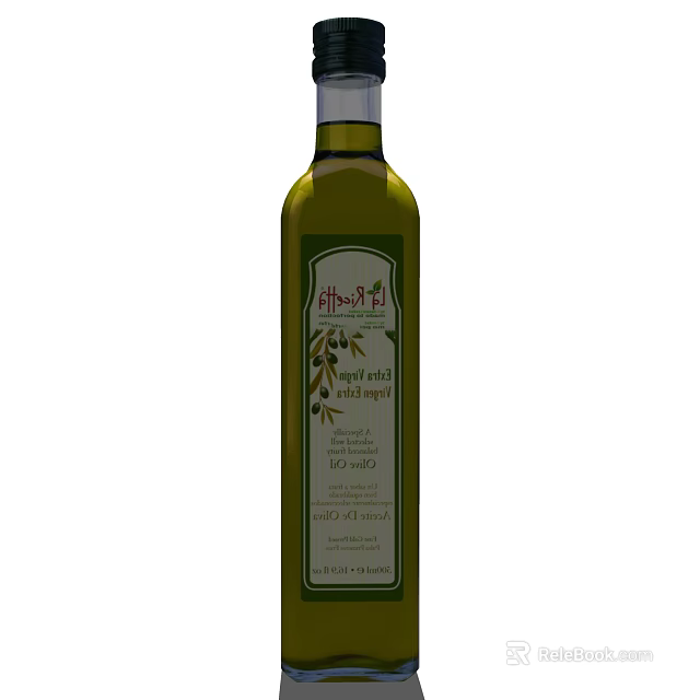 Extra Virgin Olive Oil Bottle With Olive Design Label For Kitchen Seasoning 3d model 