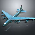 Teal Military Aircraft 3D Model With Large Wings Multiple Engines And Reflective Surface