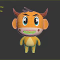 Cartoon Calf Character With Orange Body Red Horns And Big Expressive Eyes