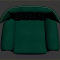 Green Tufted Armchair With Curved Armrests And Wooden Legs Design