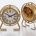 Gold alarm clock clock retro alarm clock ornaments 3d model