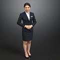 Professional Woman in Dark Suit Skirt White Shirt and Black Heels Standing with Crossed Hands