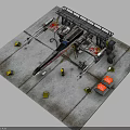 Spacecraft Ground Support Equipment For Space Mission With Metal Platform And Warning Signs