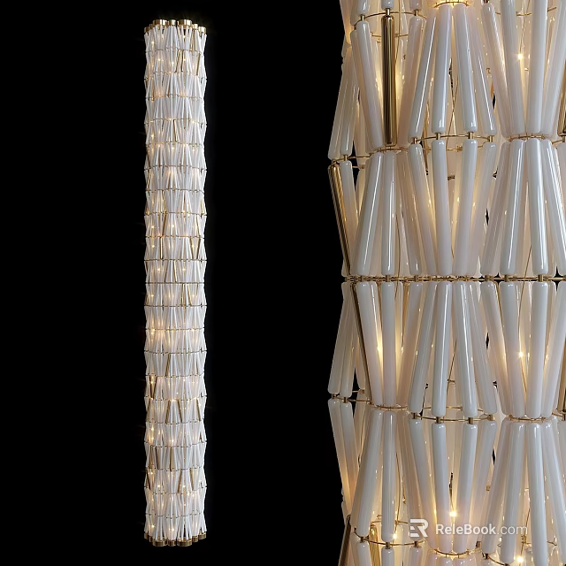 Modern Wall Decor With White Tubular Elements And Layered Light Design 3d model