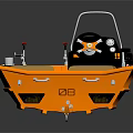Orange Yacht With Modern Design And Reflections On Dark Background