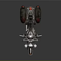 Three Wheeled Motorcycle with Chrome Details and Blue Red Graphics in Stylish Classic Design