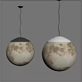Modern Spherical Pendant Lights With Moon Surface Texture And White Black Top Design