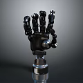 High Tech Black Robotic Hand With Silver Joints And Precision Base