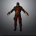 Tactical Combat Character In Red Black Outfit With Mask Skull Emblem And Armor